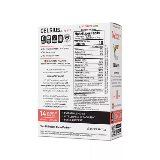 On The Go Powder Sticks Kiwi Guava Lime Essential Energy