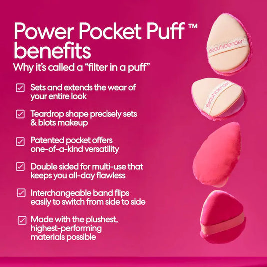 POWER POCKET PUFF Dual-Sided Powder Puff for Setting and Baking