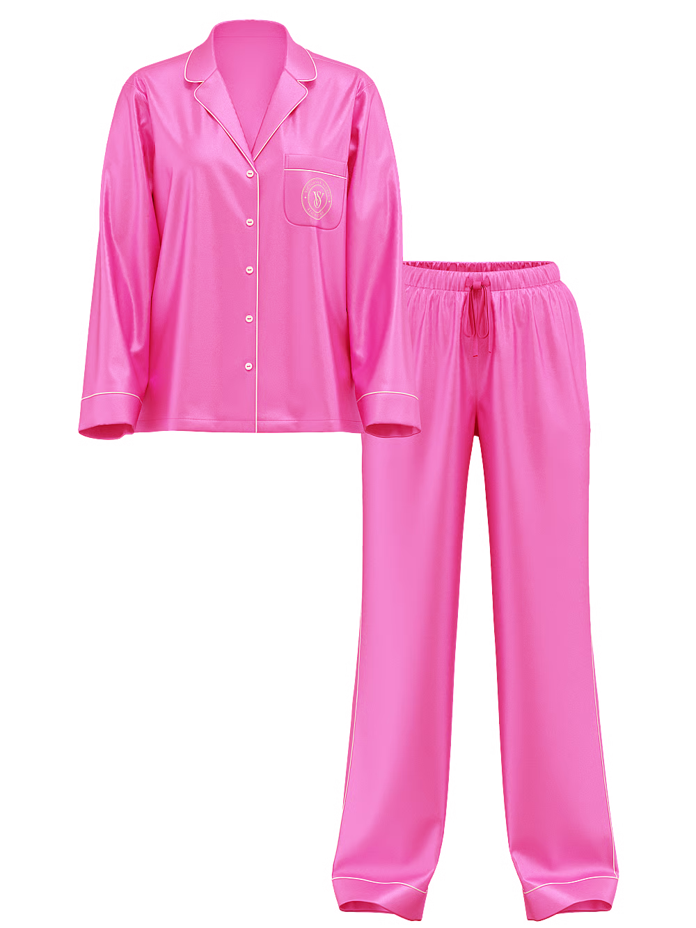Glazed Satin Long Pajama Set