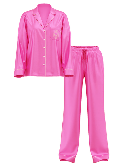 Glazed Satin Long Pajama Set