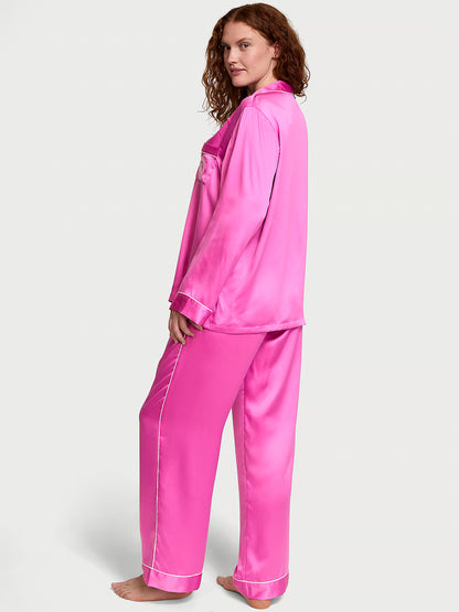 Glazed Satin Long Pajama Set