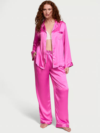 Glazed Satin Long Pajama Set
