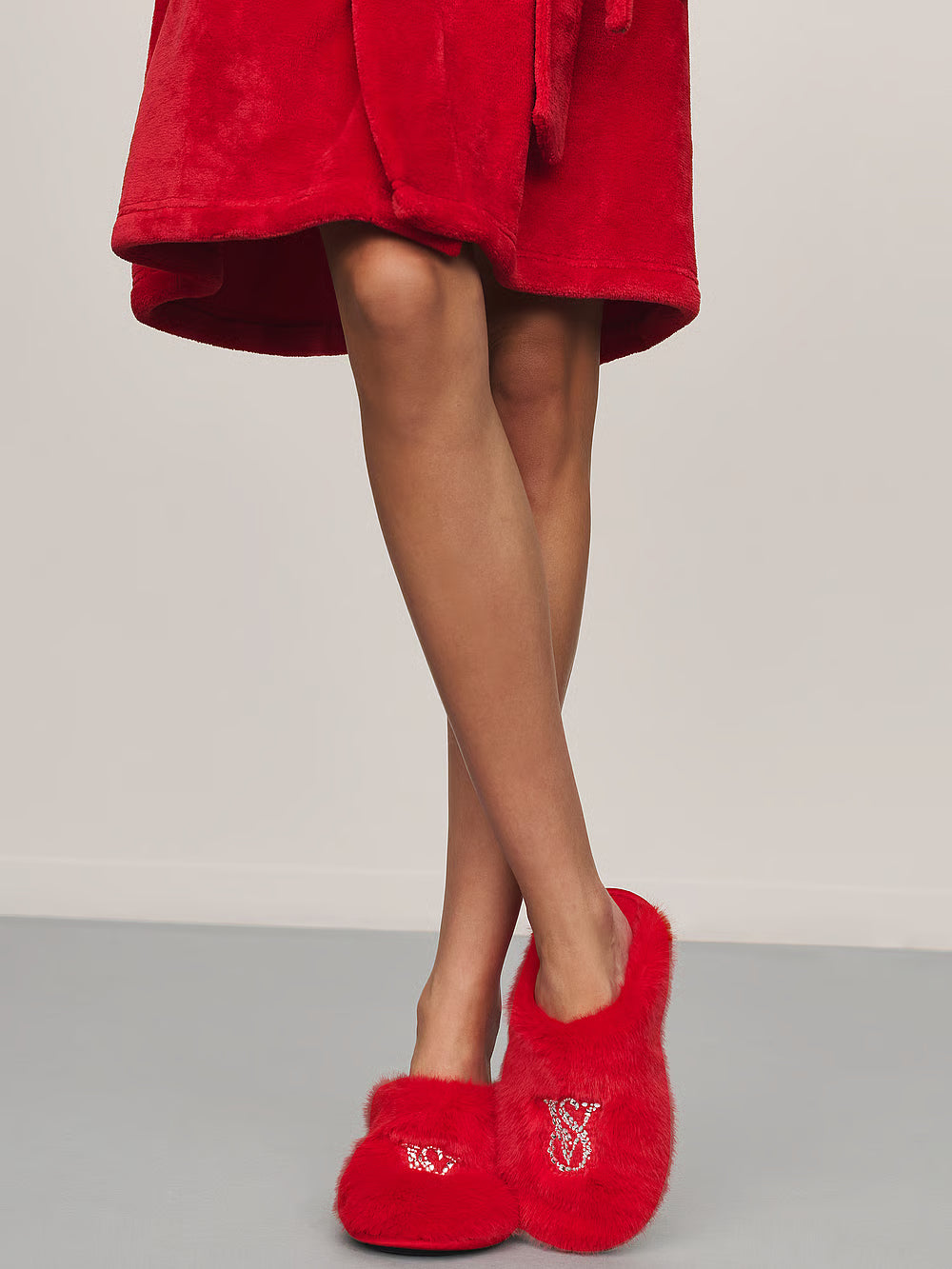Pantuflas de felpa con punta cerrada de lujo