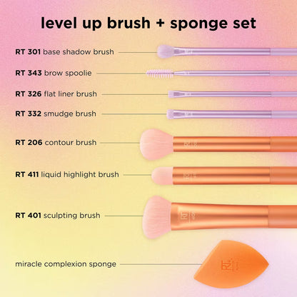 Level Up Makeup Brush + Blending Sponge Set