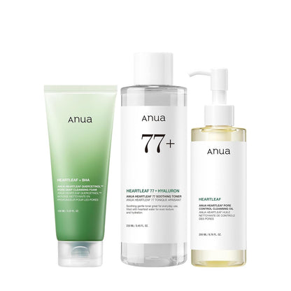 Heartleaf Cleansing Oil & Deep Cleansing Foam & Soothing Toner