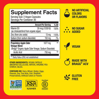 Apple Cider Vinegar Capsules with Vitamin D and Zinc
