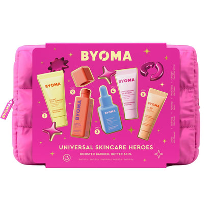 BYOMA Universal Skincare Heroes Gift Set with Makeup Bag - 5pc