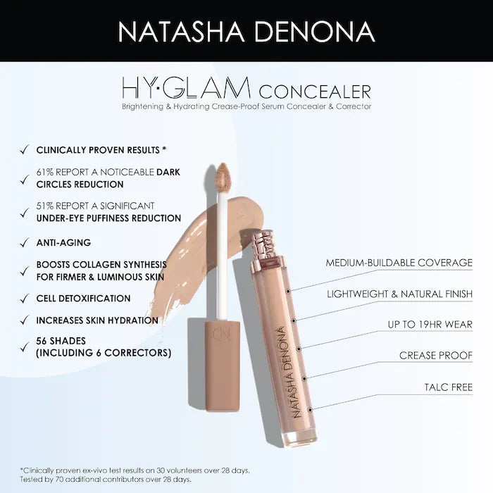 Hy-Glam Brightening & Hydrating Medium to Full Coverage Crease Proof Serum Concealer